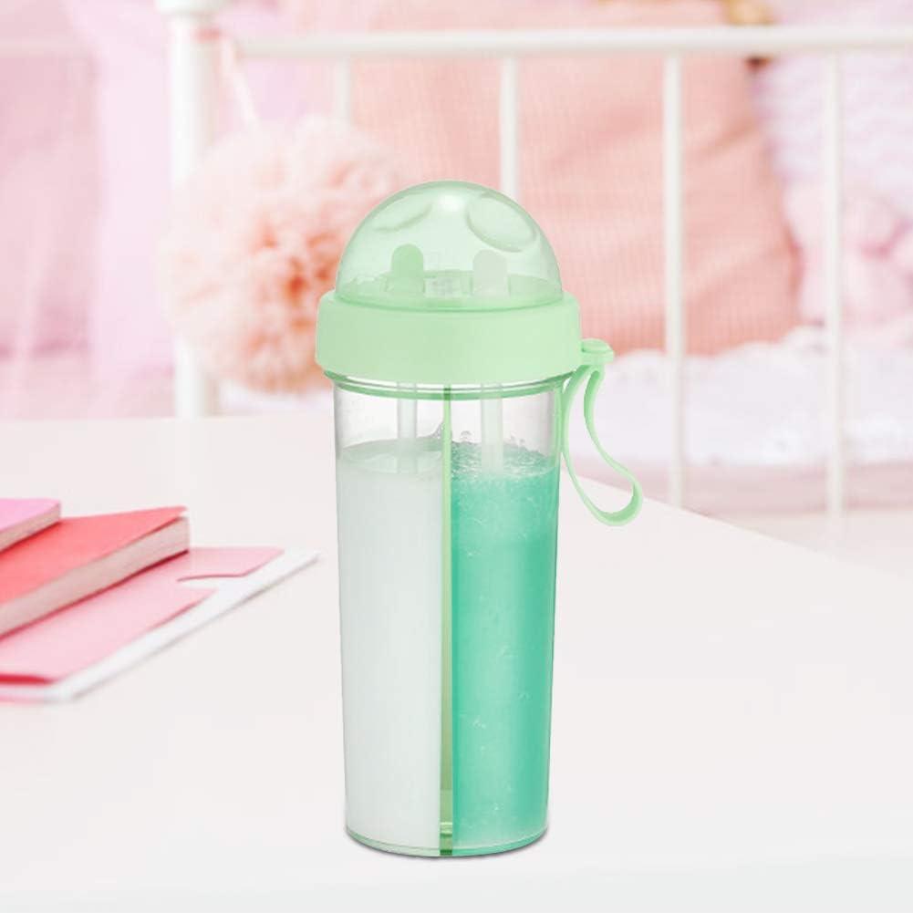 imageAramox Tasse Boire Double Usage Bouteille deau Rutilisable Portable avec Deux Pailles Tasse de Boisson Sportive Idale pour les Voyages en Plein Air PINKGreen
