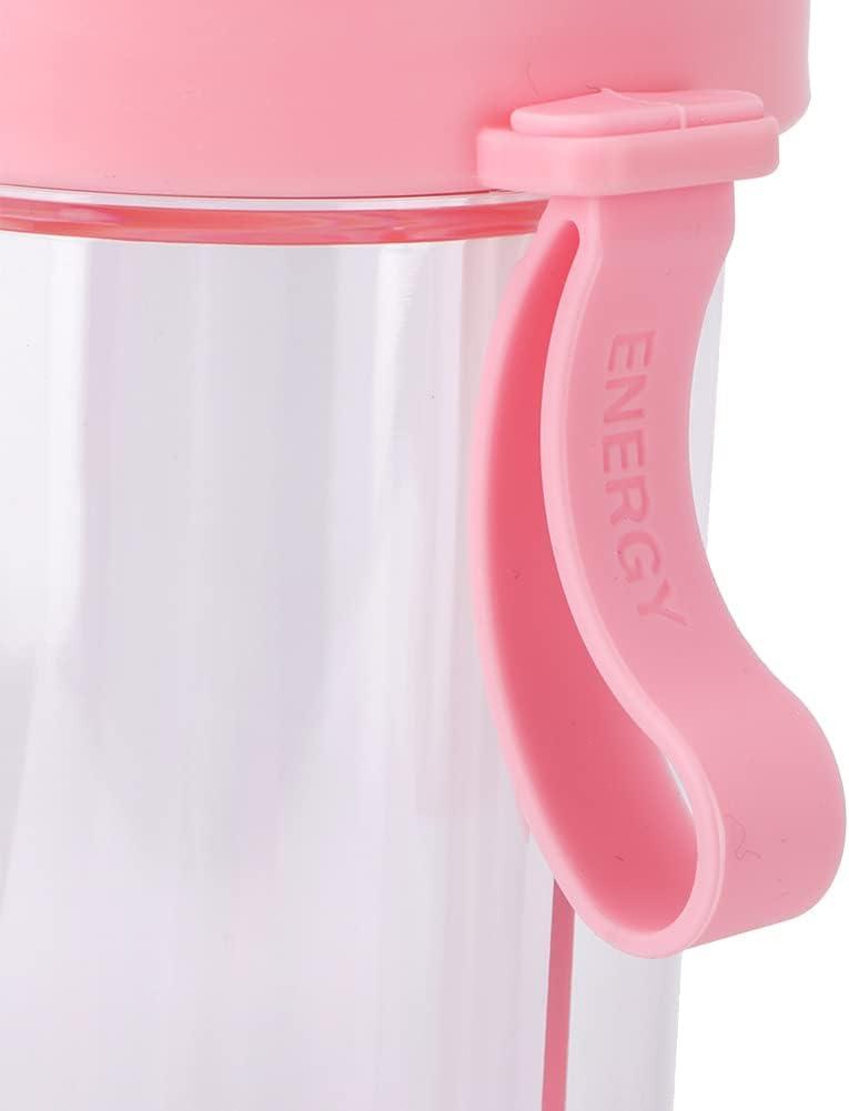 imageAramox Tasse Boire Double Usage Bouteille deau Rutilisable Portable avec Deux Pailles Tasse de Boisson Sportive Idale pour les Voyages en Plein Air PINKPink