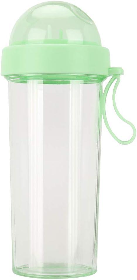 imageAramox Tasse Boire Double Usage Bouteille deau Rutilisable Portable avec Deux Pailles Tasse de Boisson Sportive Idale pour les Voyages en Plein Air PINKGreen