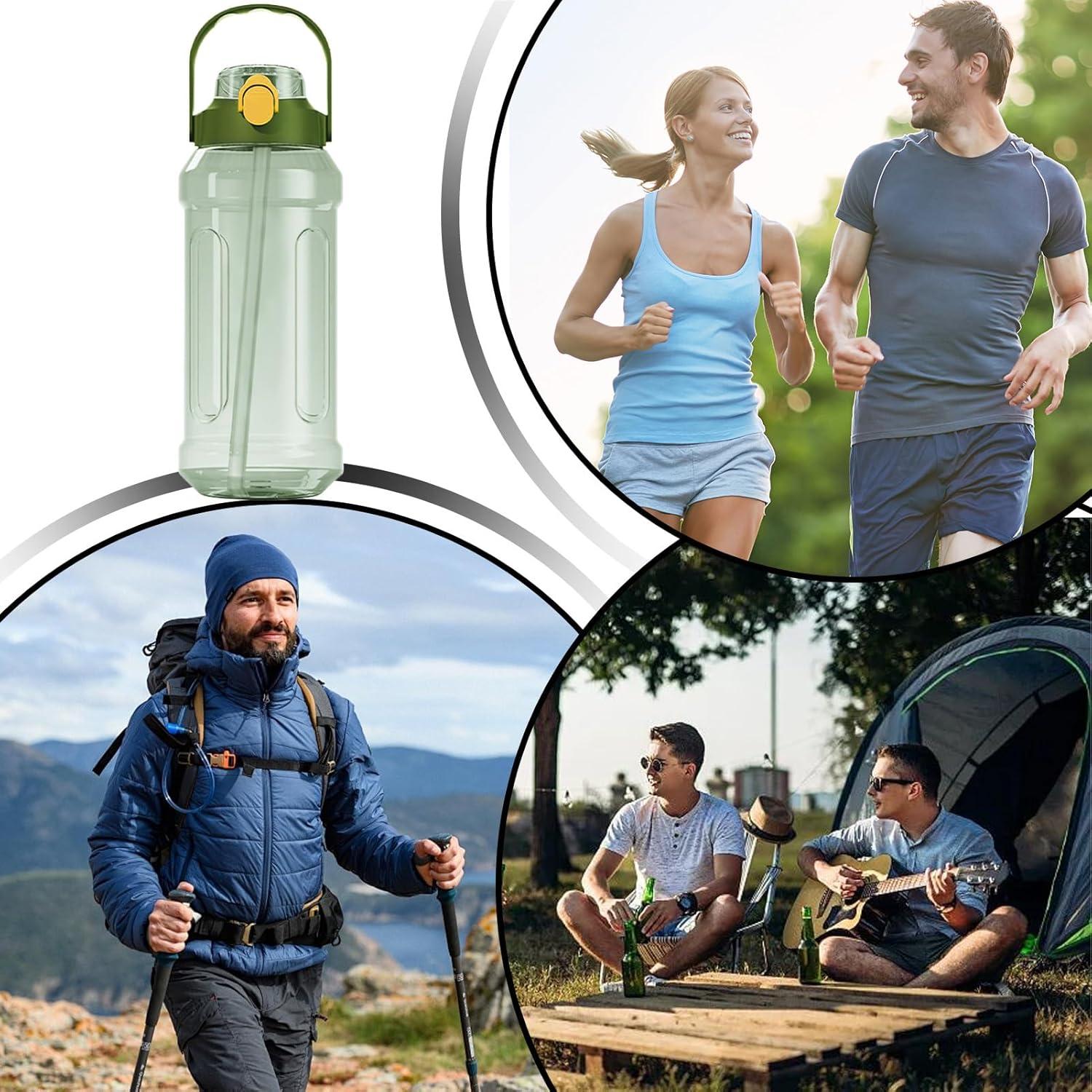 imageBouteille deau sportive bouteille deau courante Gobelet boire de grande capacit Bouteille deau lgre portable avec double bec de boisson pour le camping de pymatisation de voyageVert Clair