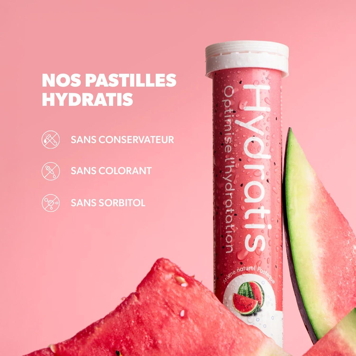 imageHYDRATIS Pastilles Hydratation Electrolytes Pastque Amliore lHydratation et Favorise lnergie Formule Isotonique Sport Rcupration Bientre 1 tube 20 Pastilles3 TUBES