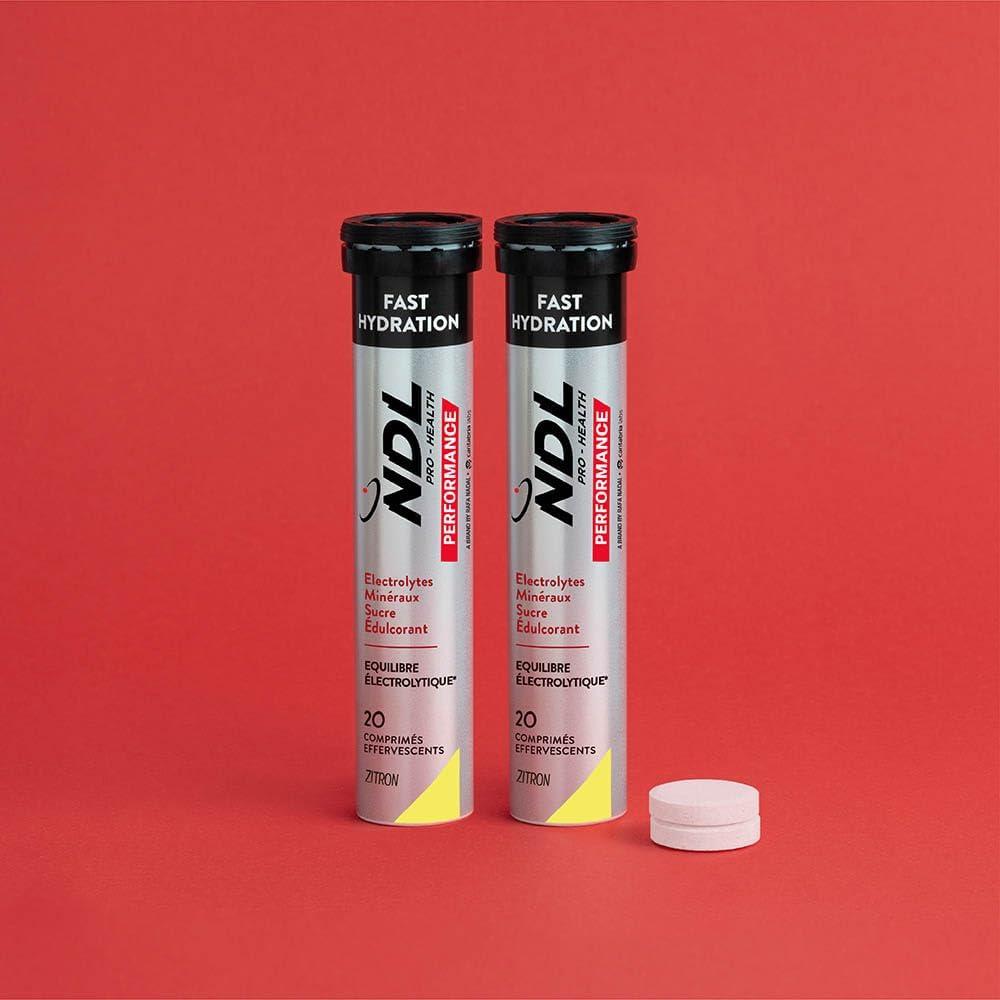 imageNDL ProHealth Fast Hydration Comprims effervescents hydratation rapide lectrolytes et sels minraux pour le sport rduit la fatigue et lpuisement saveur orange pack de 2 40 comprimsCitron