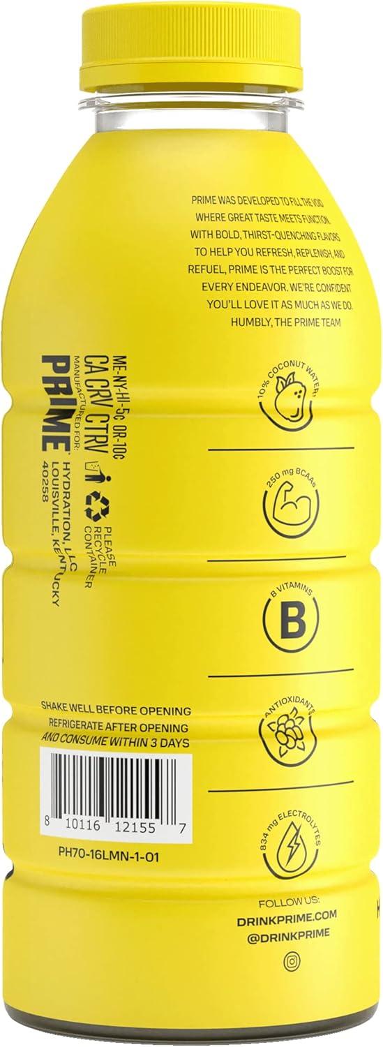 imagePRIME Hydration Berry Freeze Lot de 12 boissons pour sportifs lectrolytes amliors pour une hydratation ultime 250 mg de BCAA vitamines B antioxydants faible sucre 50 mlLimonade