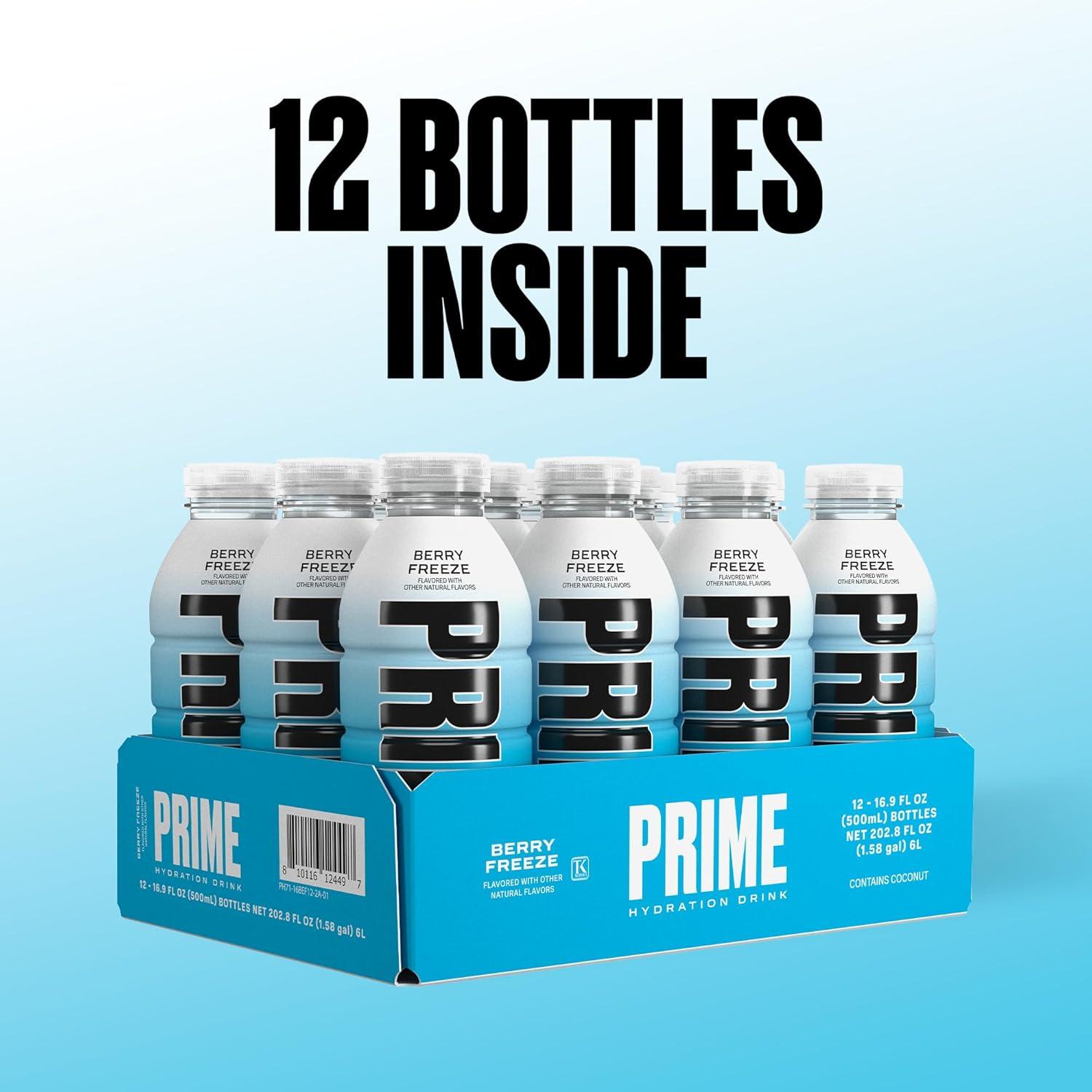 imagePRIME Hydration Berry Freeze Lot de 12 boissons pour sportifs lectrolytes amliors pour une hydratation ultime 250 mg de BCAA vitamines B antioxydants faible sucre 50 mlCONGELATION DES BAIES