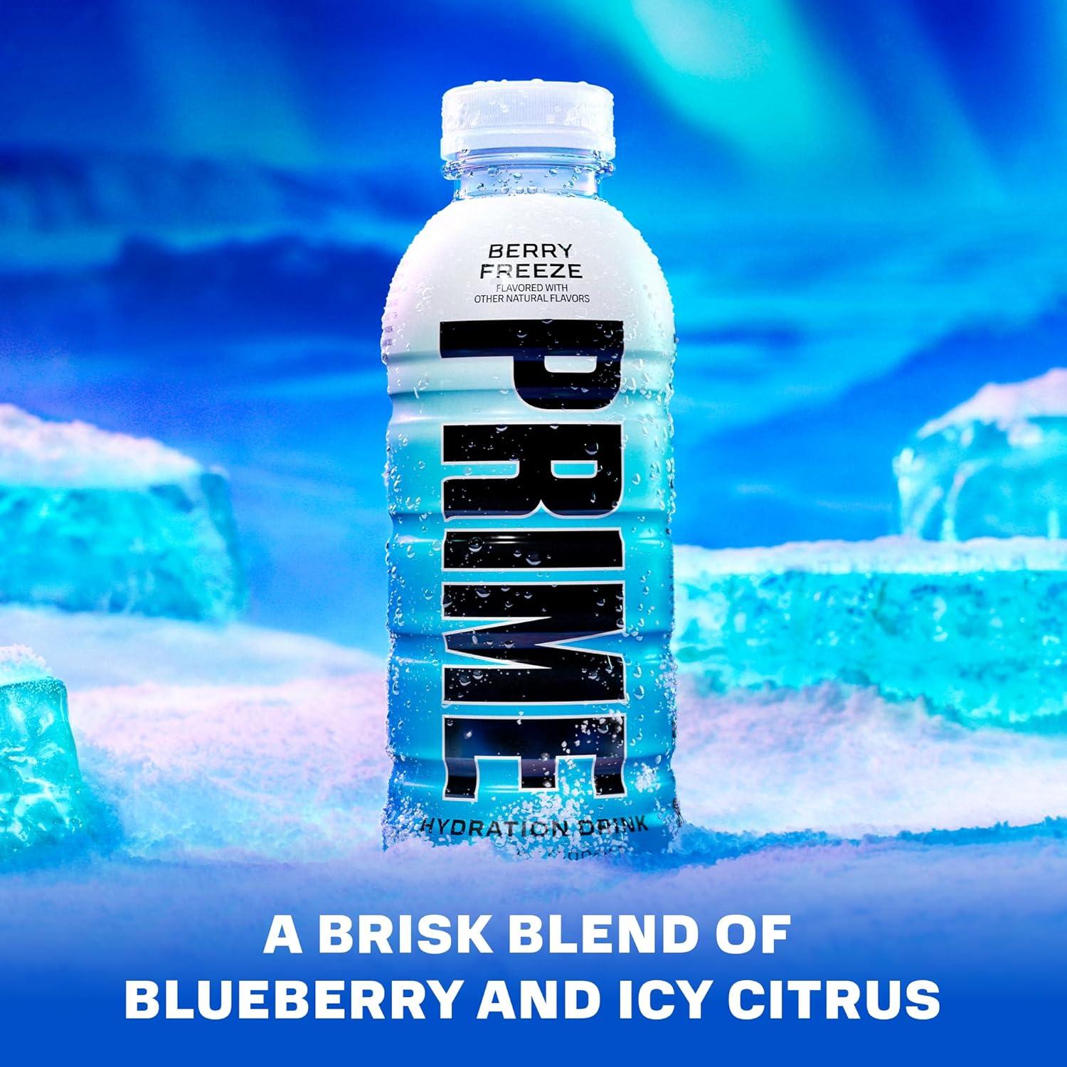 imagePRIME Hydration Berry Freeze Lot de 12 boissons pour sportifs lectrolytes amliors pour une hydratation ultime 250 mg de BCAA vitamines B antioxydants faible sucre 50 mlCONGELATION DES BAIES