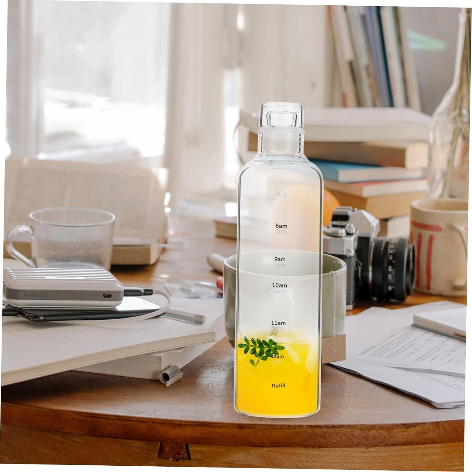 imageULTECHNOVO Bouteille Sportive Transparente avec Graduation Gourde tanche Multifonction pour Fitness Camping et Boissons Fraches