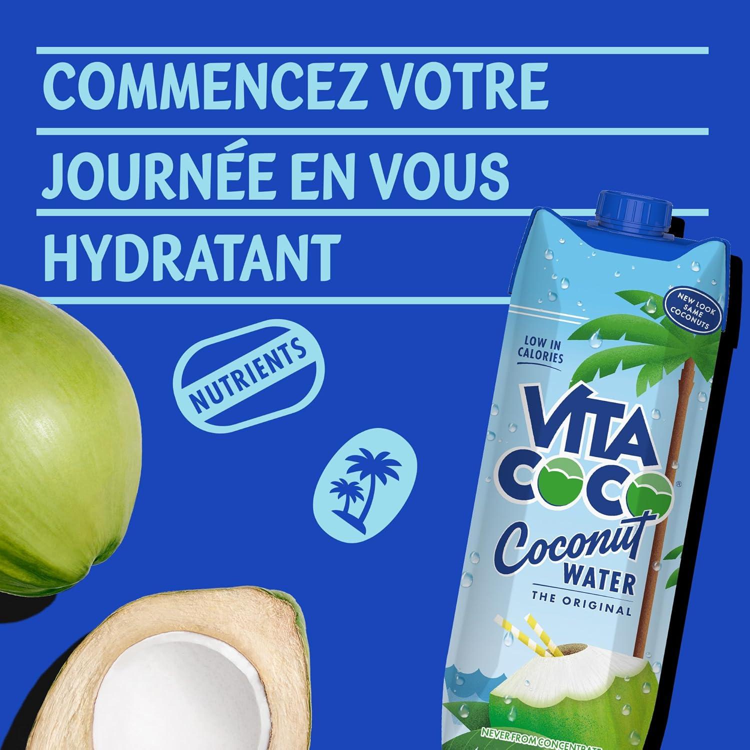 imageVita Coco Eau De Coco Originale 6x1 Litre riche en lectrolytes sans gluten riche en vitamine C et en potassium 69 kg 6000 ml6 l Lot de 1
