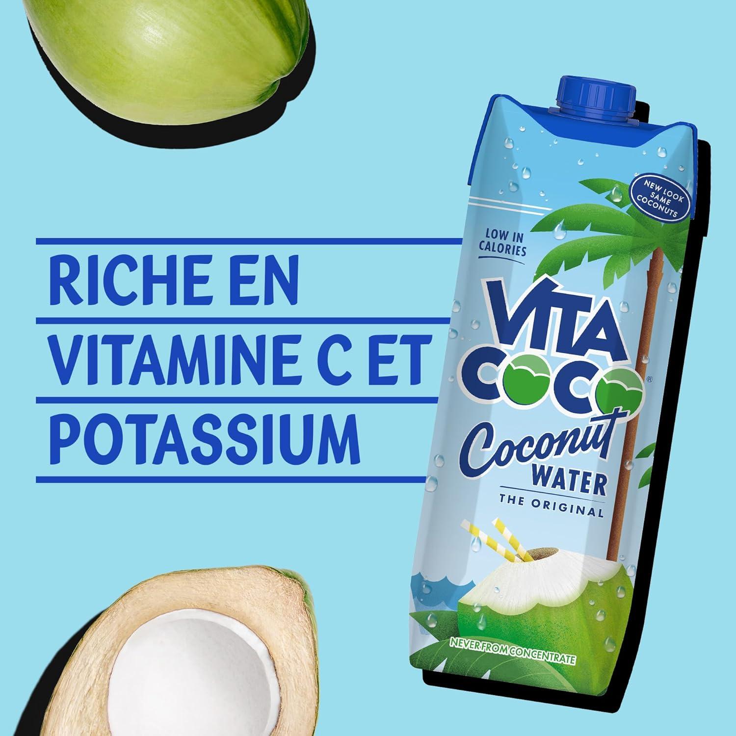 imageVita Coco Eau De Coco Originale 6x1 Litre riche en lectrolytes sans gluten riche en vitamine C et en potassium 69 kg 6000 ml6 l Lot de 1