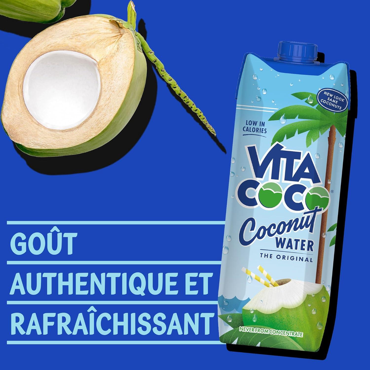 imageVita Coco Eau De Coco Originale 6x1 Litre riche en lectrolytes sans gluten riche en vitamine C et en potassium 69 kg 6000 ml6 l Lot de 1