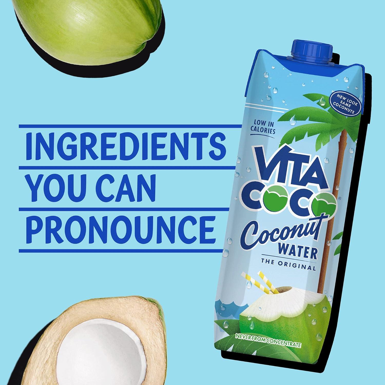 imageVita Coco Eau De Coco Originale 6x1 Litre riche en lectrolytes sans gluten riche en vitamine C et en potassium 69 kg 6000 ml6 l Lot de 2