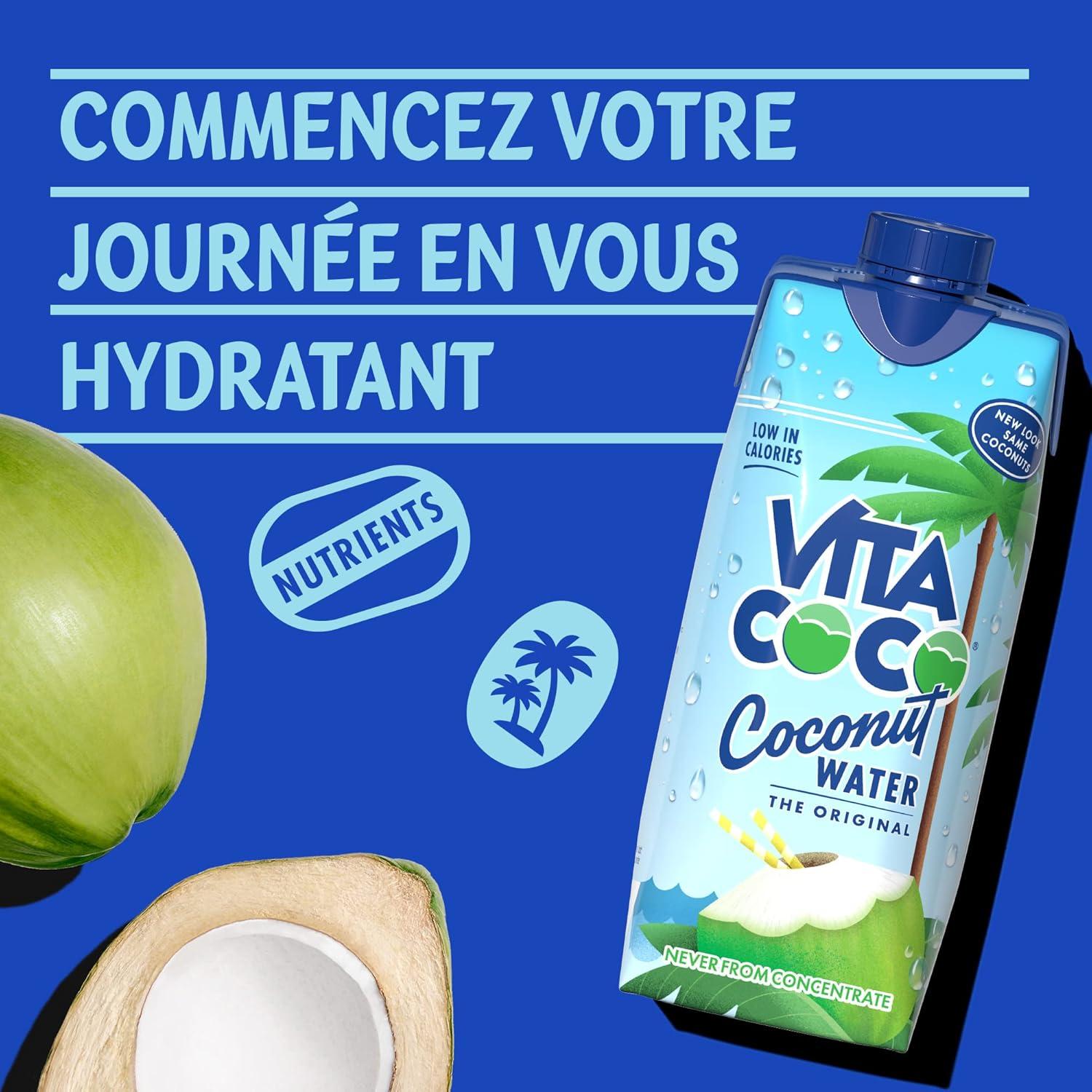 imageVita Coco Eau de Coco Originale 12x330ml Riche en lectrolytes Sans Gluten Riche en Vitamine C et en Potassium