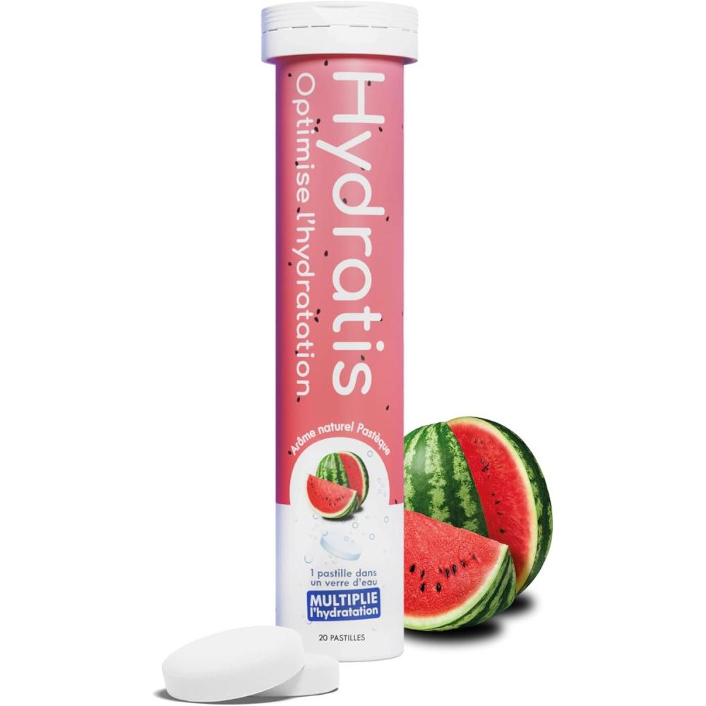 imageHYDRATIS  Pastilles Hydratation Electrolytes  Pastque  Amliore lHydratation et Favorise lnergie  Formule Isotonique  Sport Rcupration Bientre  1 tube 20 Pastilles1 TUBE