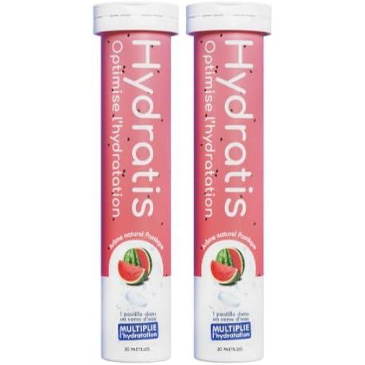 imageHYDRATIS Pastilles Hydratation Electrolytes Pastque Amliore lHydratation et Favorise lnergie Formule Isotonique Sport Rcupration Bientre 1 tube 20 Pastilles2 TUBES