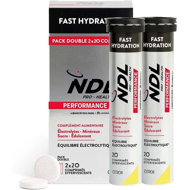 imageNDL ProHealth Fast Hydration Comprims effervescents hydratation rapide lectrolytes et sels minraux pour le sport rduit la fatigue et lpuisement saveur orange pack de 2 40 comprimsCitron