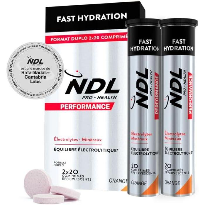 imageNDL ProHealth Fast Hydration  Comprims effervescents  hydratation rapide lectrolytes et sels minraux pour le sport rduit la fatigue et lpuisement saveur orange pack de 2 40 comprimsOrange