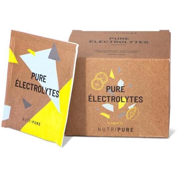 imageNutripure Pure Electrolytes Boisson dentranement 5 minraux essentiels Na Ca Mg Zinc et K Sucre de canne Vegan Arme naturel Citron non coeurant 15 sachets en poudre de 10g