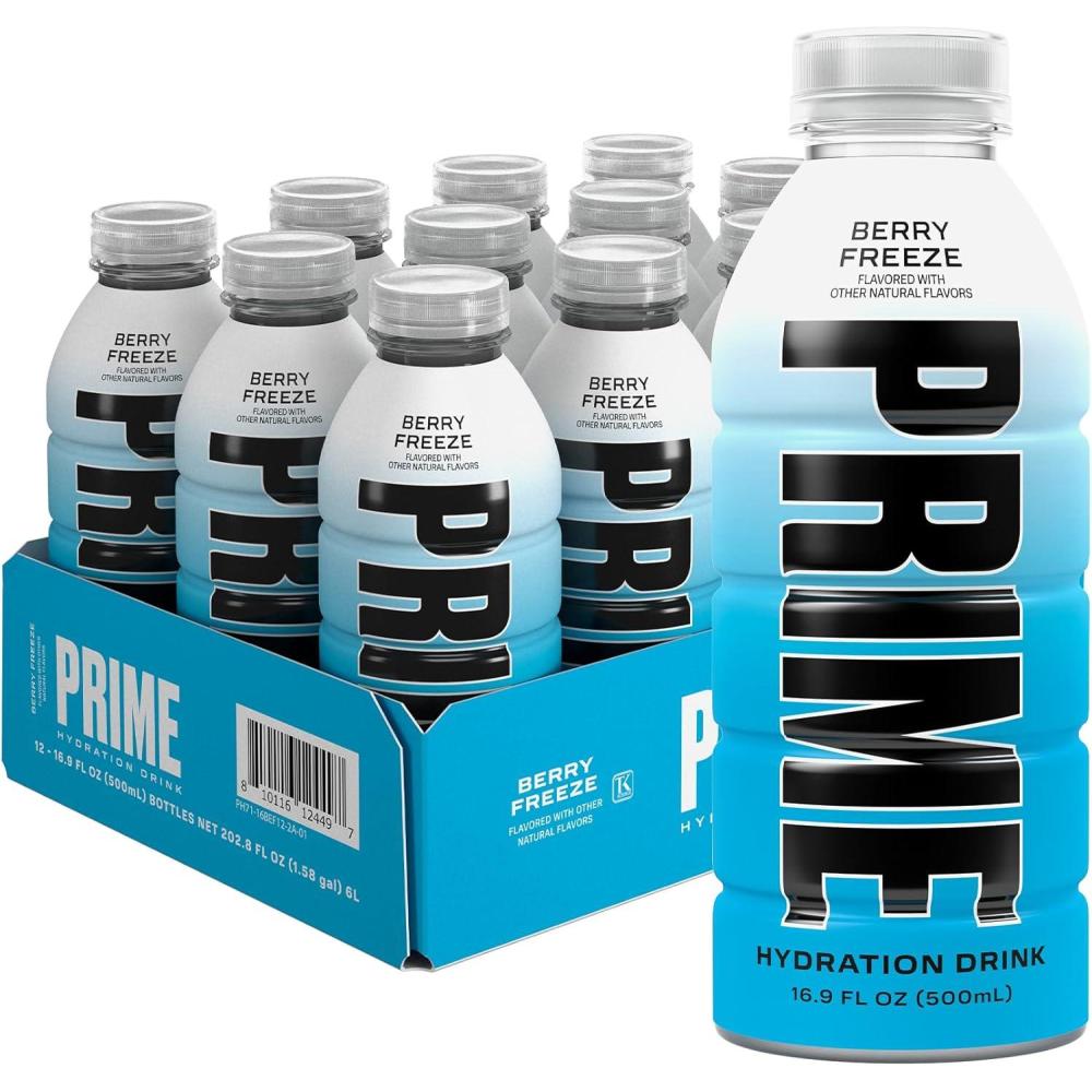 imagePRIME Hydration Berry Freeze Lot de 12 boissons pour sportifs lectrolytes amliors pour une hydratation ultime 250 mg de BCAA vitamines B antioxydants faible sucre 50 mlCONGELATION DES BAIES