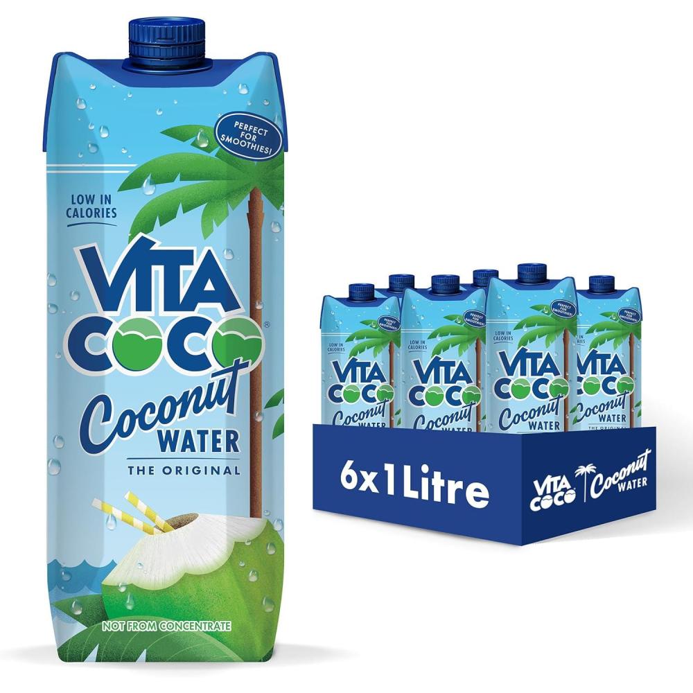 imageVita Coco Eau De Coco Originale 6x1 Litre riche en lectrolytes sans gluten riche en vitamine C et en potassium 69 kg 6000 ml6 l Lot de 1