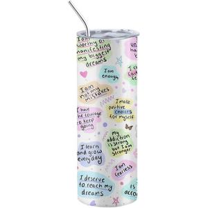 Générique Tasse Isolée avec Paille – Bouteille d&rsquo;Eau avec Citations Motivantes 900 Ml – Gobelet Isolant Résistant à la Chaleur pour Boissons Jus Café Thé | Utilisation Nomade Et Sportive(Beige)