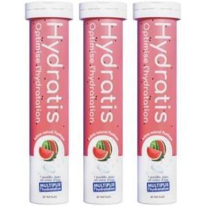 HYDRATIS – Pastilles Hydratation Electrolytes – Pastèque – Améliore l&rsquo;Hydratation et Favorise l&rsquo;Énergie – Formule Isotonique – Sport, Récupération, Bien-être – 1 tube (20 Pastilles)(3 TUBES)