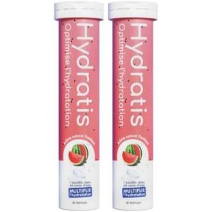HYDRATIS – Pastilles Hydratation Electrolytes – Pastèque – Améliore l&rsquo;Hydratation et Favorise l&rsquo;Énergie – Formule Isotonique – Sport, Récupération, Bien-être – 1 tube (20 Pastilles)(2 TUBES)