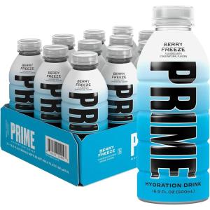 PRIME Hydration Berry Freeze Lot de 12 boissons pour sportifs, électrolytes améliorés pour une hydratation ultime, 250 mg de BCAA, vitamines B, antioxydants, faible sucre, 50 ml(CONGELATION DES BAIES)