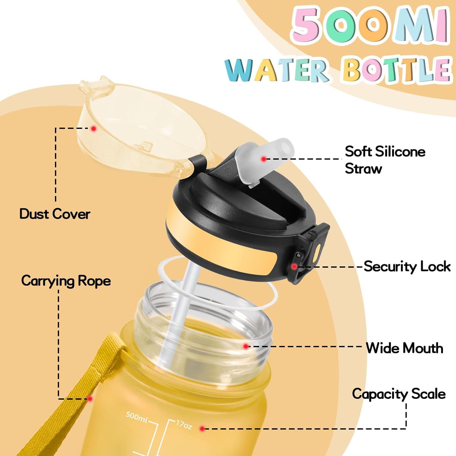 imageGourde 15l Gourde Sport Anti Fuite Bouteille Gradue pour 1 Journee Facile Nettoyer Bouteille Gradue avec Verrou de Scurit avec Slogan de Motivation pour Sports Camping RandonneJauneorange