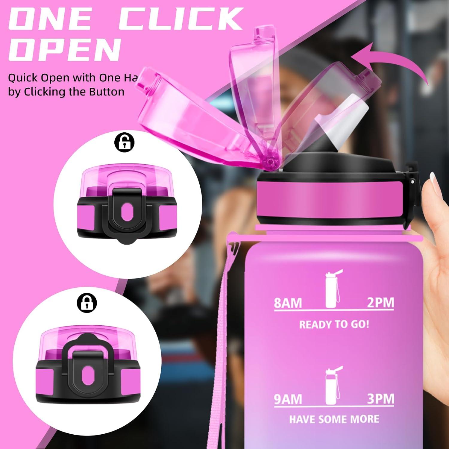 imageGourde 15l Gourde Sport Anti Fuite Bouteille Gradue pour 1 Journee Facile Nettoyer Bouteille Gradue avec Verrou de Scurit avec Slogan de Motivation pour Sports Camping RandonneRougevert