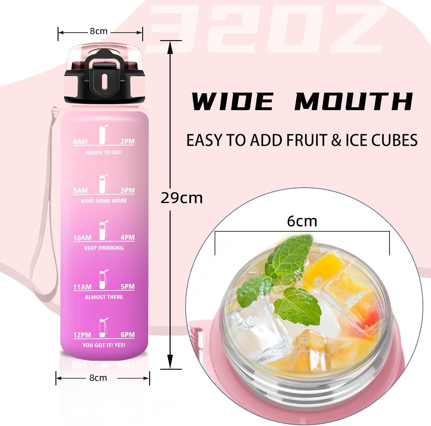 imageGourde 15l Gourde Sport Anti Fuite Bouteille Gradue pour 1 Journee Facile Nettoyer Bouteille Gradue avec Verrou de Scurit avec Slogan de Motivation pour Sports Camping RandonneRoseroserouge