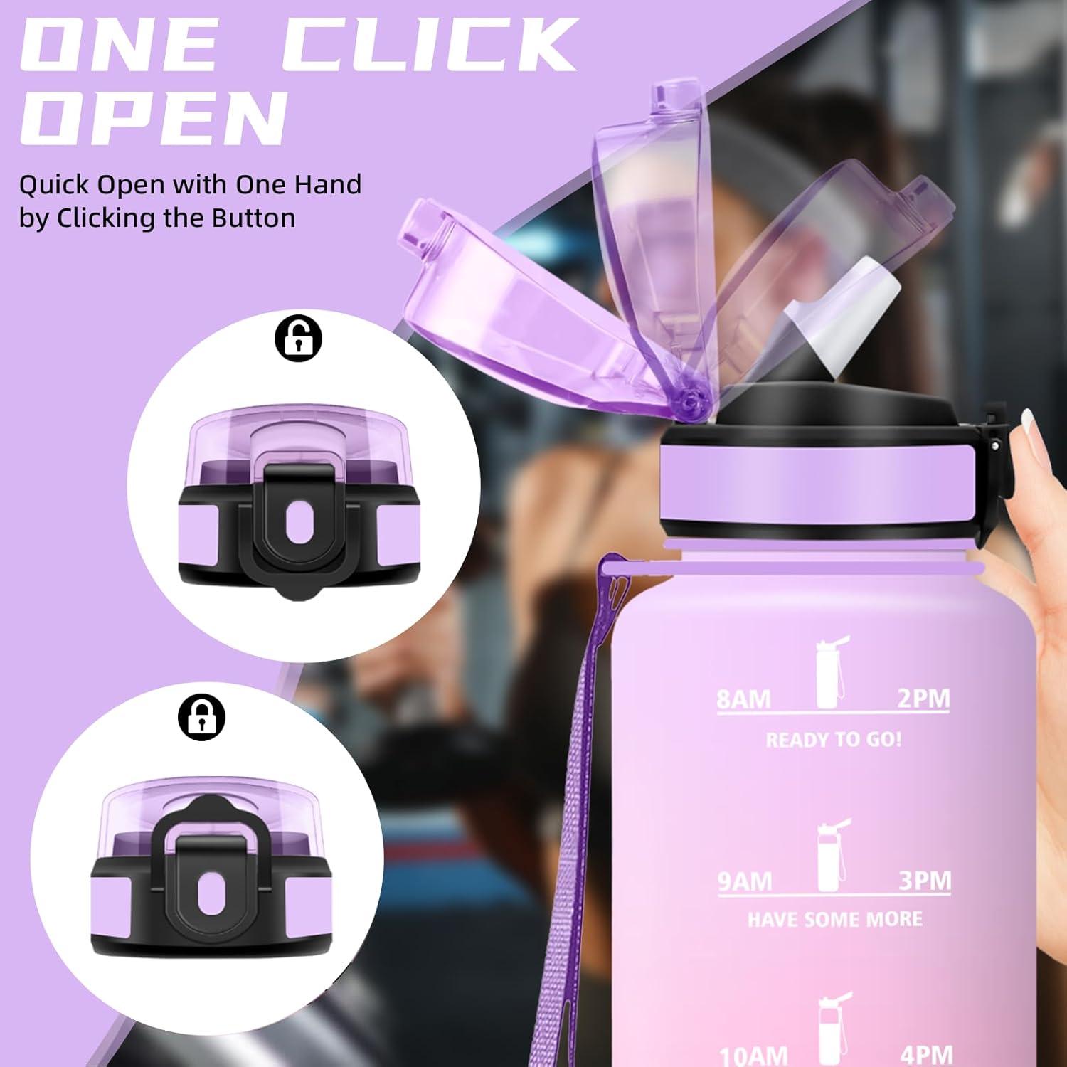 imageGourde 15l Gourde Sport Anti Fuite Bouteille Gradue pour 1 Journee Facile Nettoyer Bouteille Gradue avec Verrou de Scurit avec Slogan de Motivation pour Sports Camping RandonneVioletrose