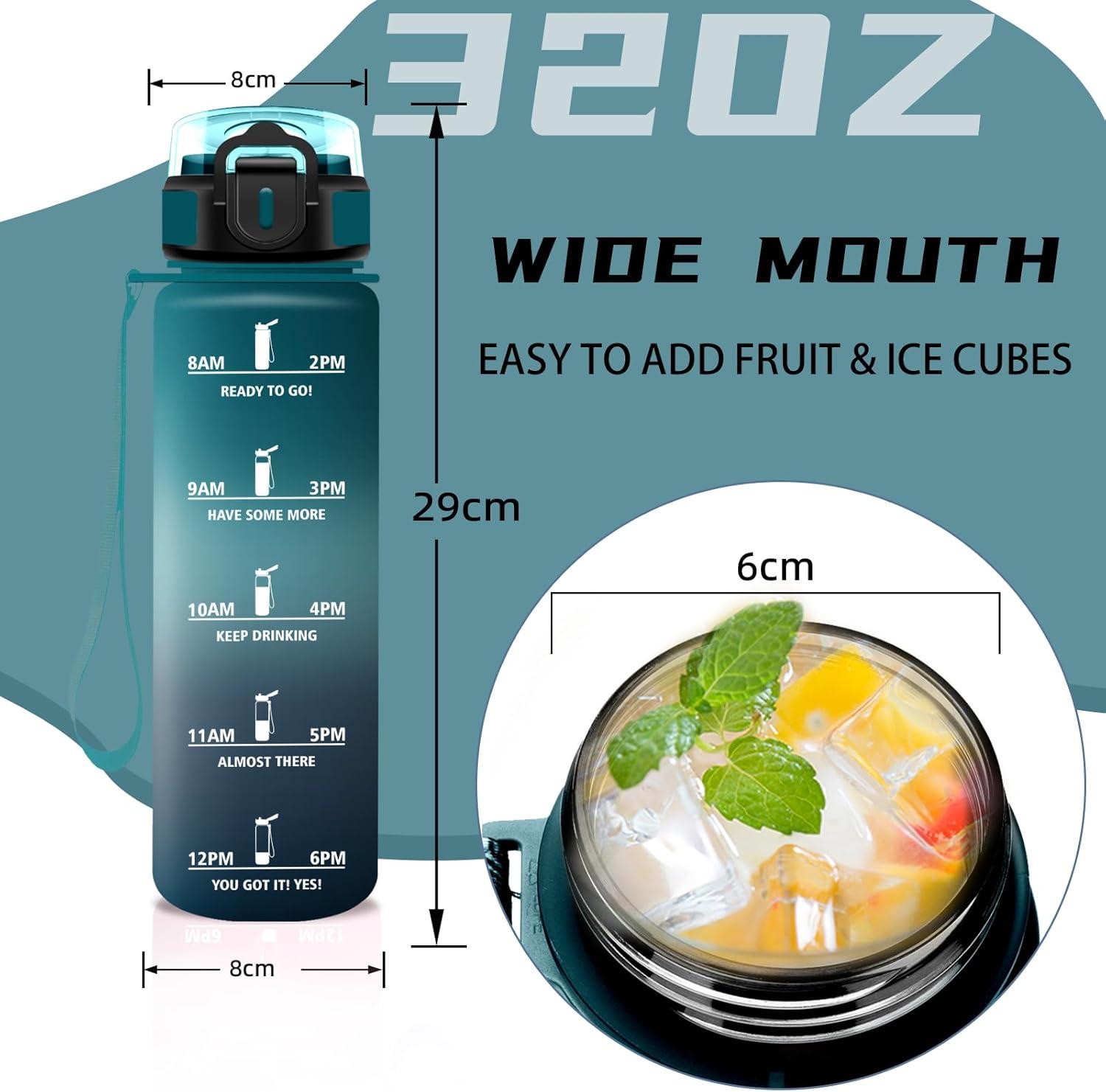 imageGourde 15l Gourde Sport Anti Fuite Bouteille Gradue pour 1 Journee Facile Nettoyer Bouteille Gradue avec Verrou de Scurit avec Slogan de Motivation pour Sports Camping RandonneVertgris