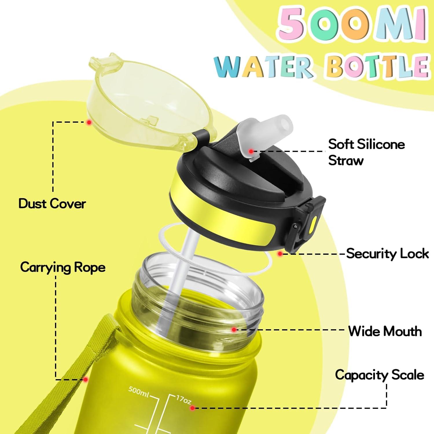imageGourde 15l Gourde Sport Anti Fuite Bouteille Gradue pour 1 Journee Facile Nettoyer Bouteille Gradue avec Verrou de Scurit avec Slogan de Motivation pour Sports Camping RandonneJaunebleu