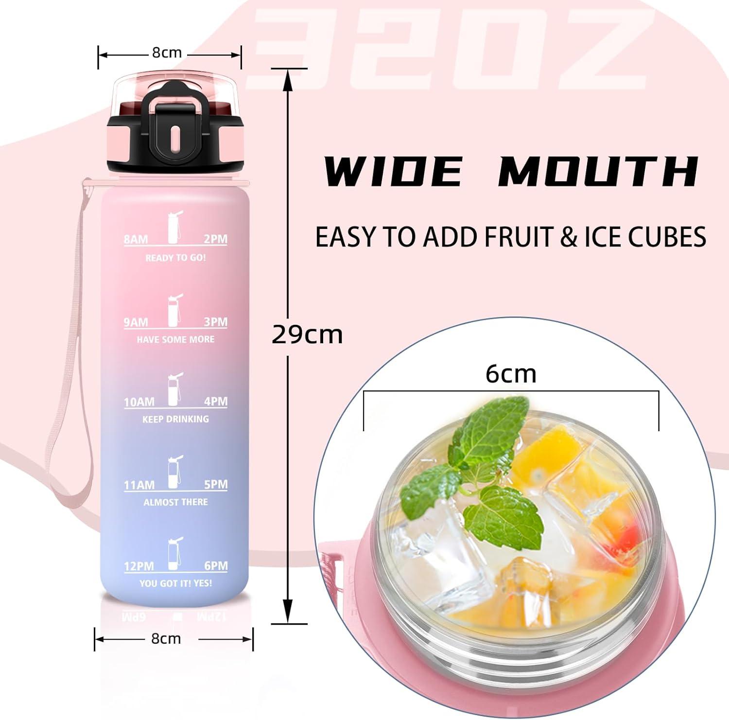 imageGourde 15l Gourde Sport Anti Fuite Bouteille Gradue pour 1 Journee Facile Nettoyer Bouteille Gradue avec Verrou de Scurit avec Slogan de Motivation pour Sports Camping RandonneRosebleu