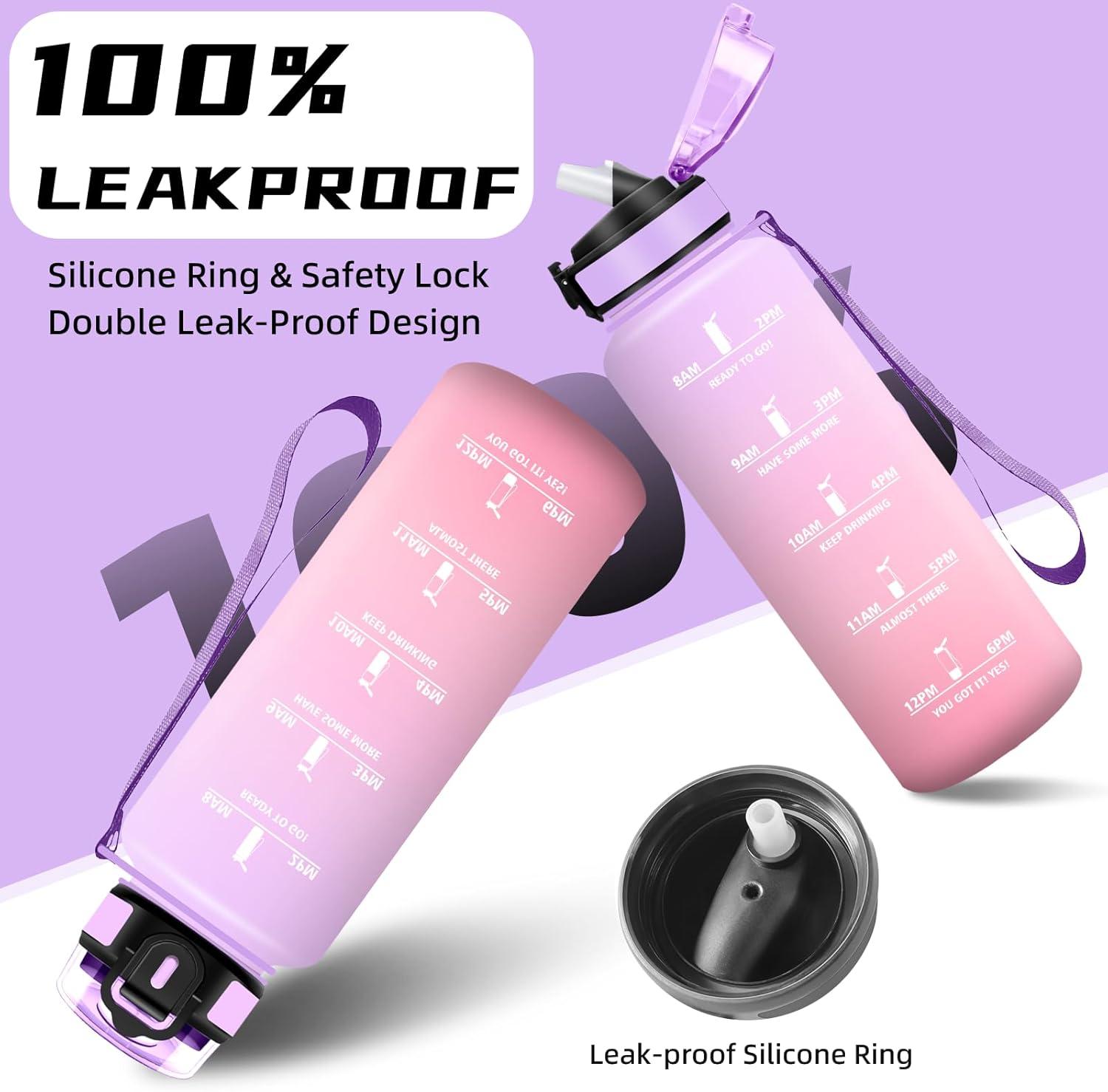 imageGourde 15l Gourde Sport Anti Fuite Bouteille Gradue pour 1 Journee Facile Nettoyer Bouteille Gradue avec Verrou de Scurit avec Slogan de Motivation pour Sports Camping RandonneVioletrose