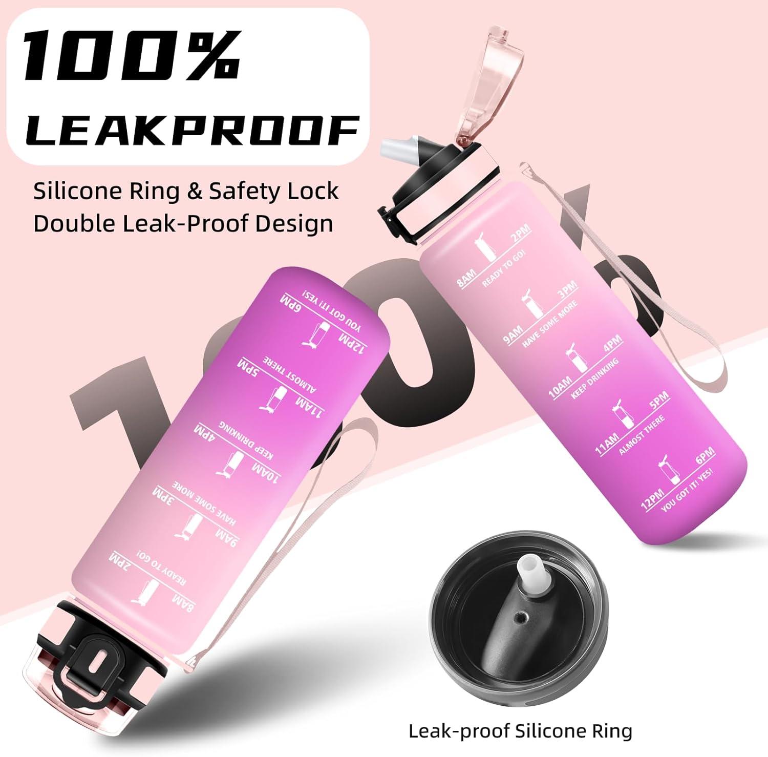 imageGourde 15l Gourde Sport Anti Fuite Bouteille Gradue pour 1 Journee Facile Nettoyer Bouteille Gradue avec Verrou de Scurit avec Slogan de Motivation pour Sports Camping RandonneRoseroserouge
