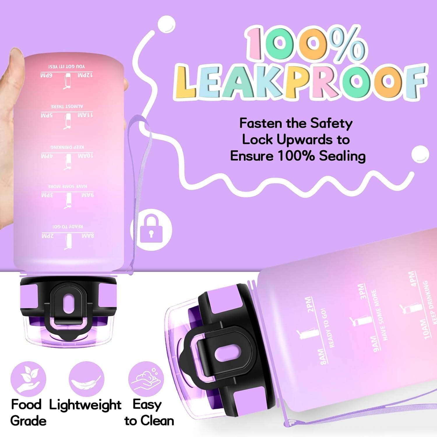 imageGourde 15l Gourde Sport Anti Fuite Bouteille Gradue pour 1 Journee Facile Nettoyer Bouteille Gradue avec Verrou de Scurit avec Slogan de Motivation pour Sports Camping RandonneVioletrose