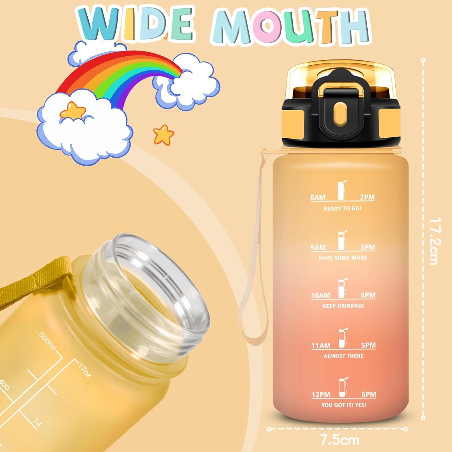 imageGourde 15l Gourde Sport Anti Fuite Bouteille Gradue pour 1 Journee Facile Nettoyer Bouteille Gradue avec Verrou de Scurit avec Slogan de Motivation pour Sports Camping RandonneJauneorange