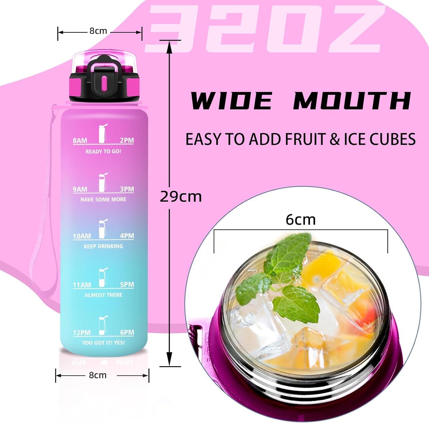 imageGourde 15l Gourde Sport Anti Fuite Bouteille Gradue pour 1 Journee Facile Nettoyer Bouteille Gradue avec Verrou de Scurit avec Slogan de Motivation pour Sports Camping RandonneRougevert