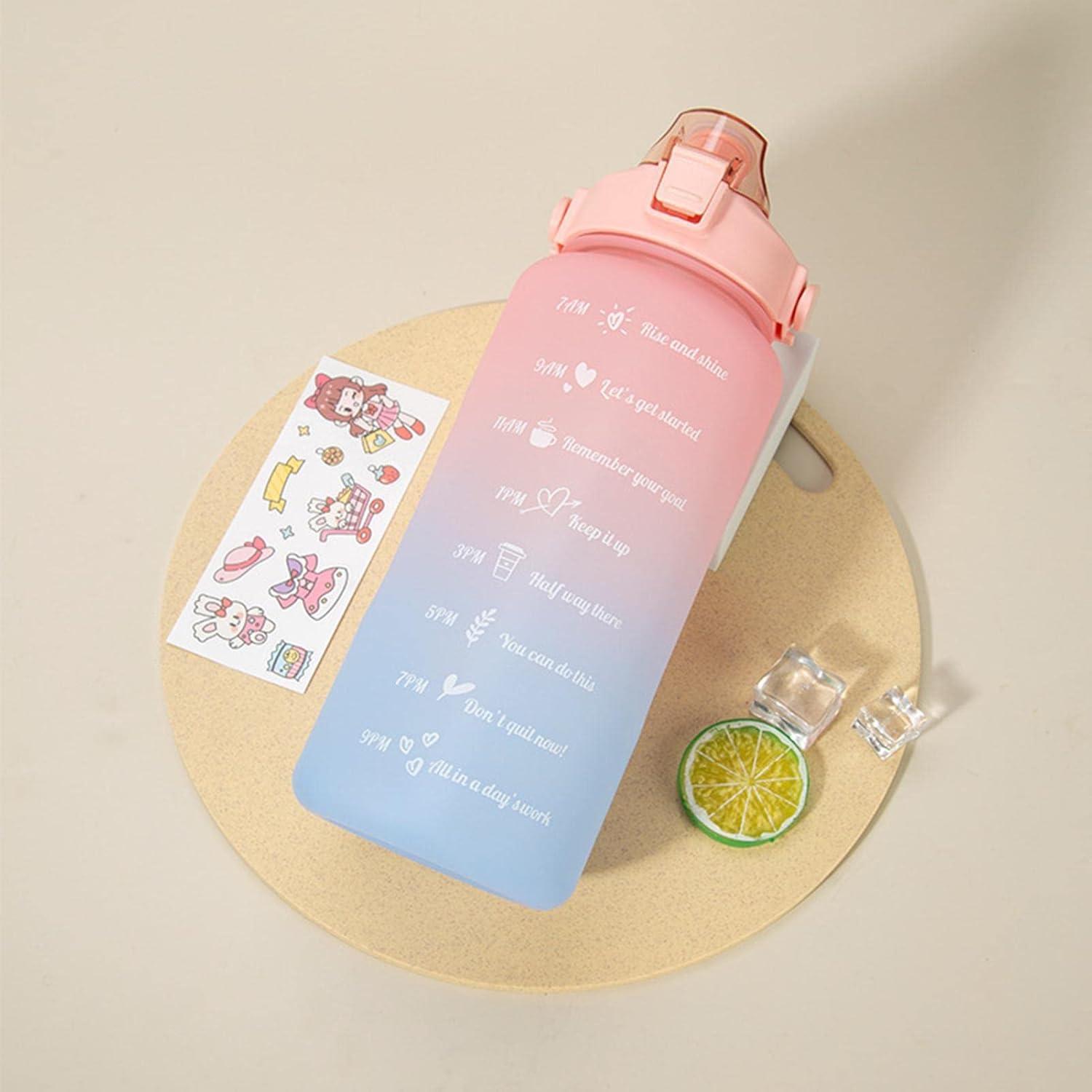 imageGourde 2L Gradue Motivation avec Marqueur Paille et Poigne Idale pour le Camping la Randonne la Course et les Voyages Cadeau pour les CampeursDgrad Rose