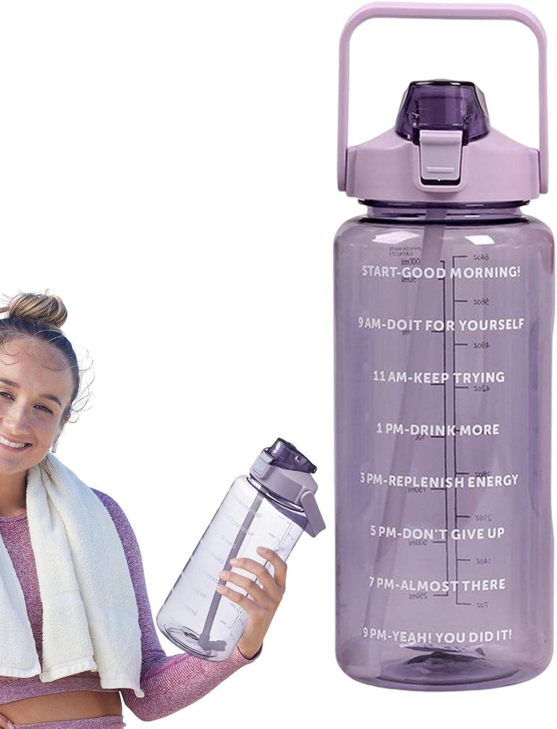 imageGourde 2L Gradue Motivation avec Marqueur Paille et Poigne Idale pour le Camping la Randonne la Course et les Voyages Cadeau pour les CampeursViolet