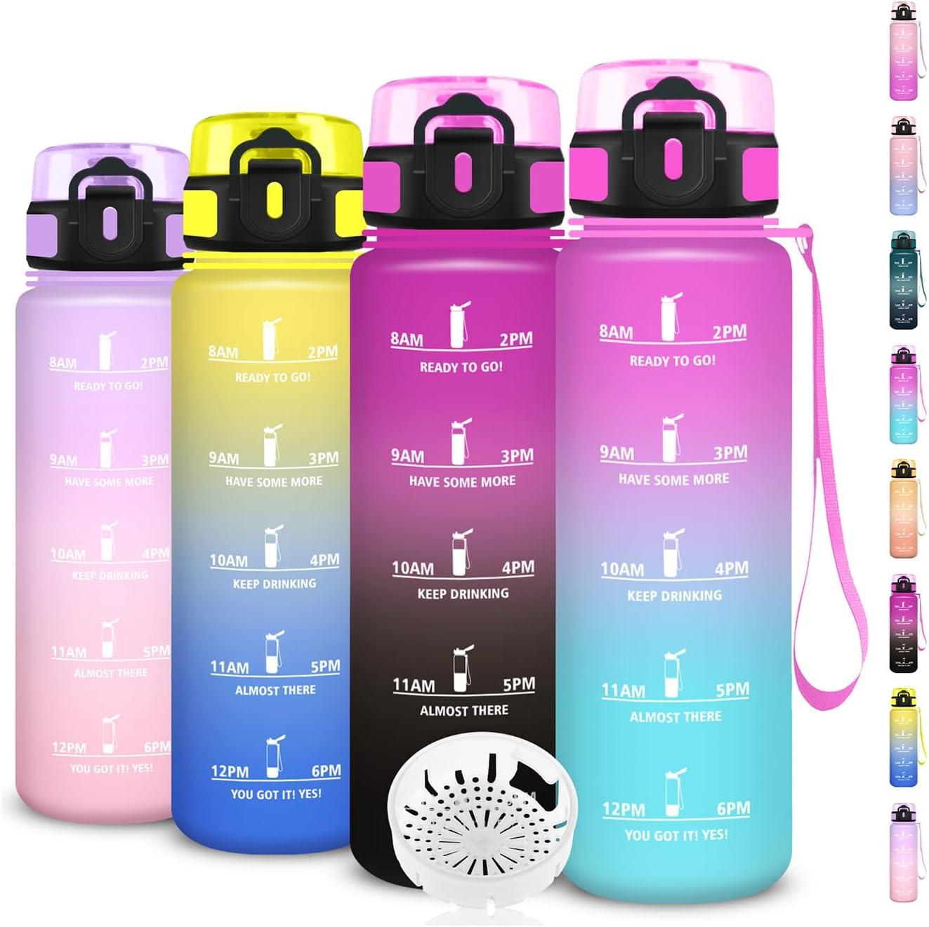 imageGourde Gourde 500ml Bouteille Filtrante AntiFuite Facile Transporter Bouteille deau pour Motivation Facile Nettoyer pour Bureau Voyage Extrieur Adulte Camping Voyage Sport RunningRosecyan