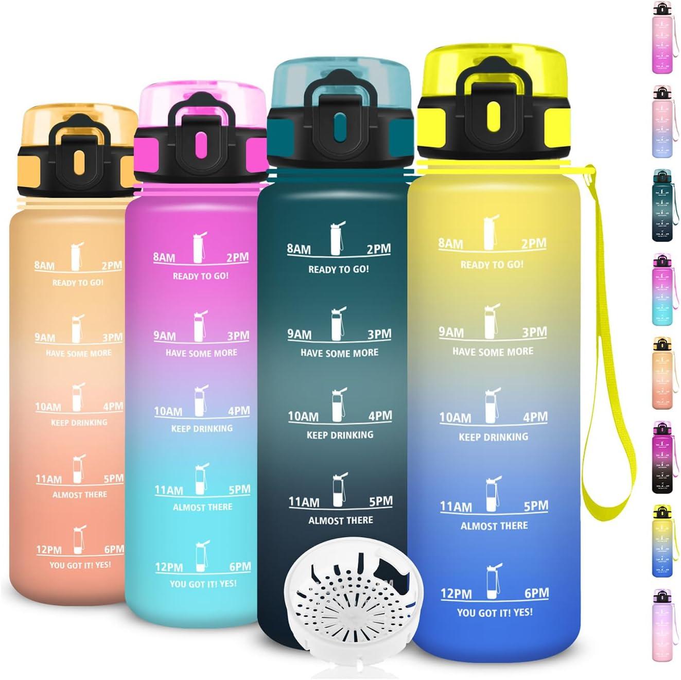 imageGourde Gourde 500ml Bouteille Filtrante AntiFuite Facile Transporter Bouteille deau pour Motivation Facile Nettoyer pour Bureau Voyage Extrieur Adulte Camping Voyage Sport RunningJaunebleu