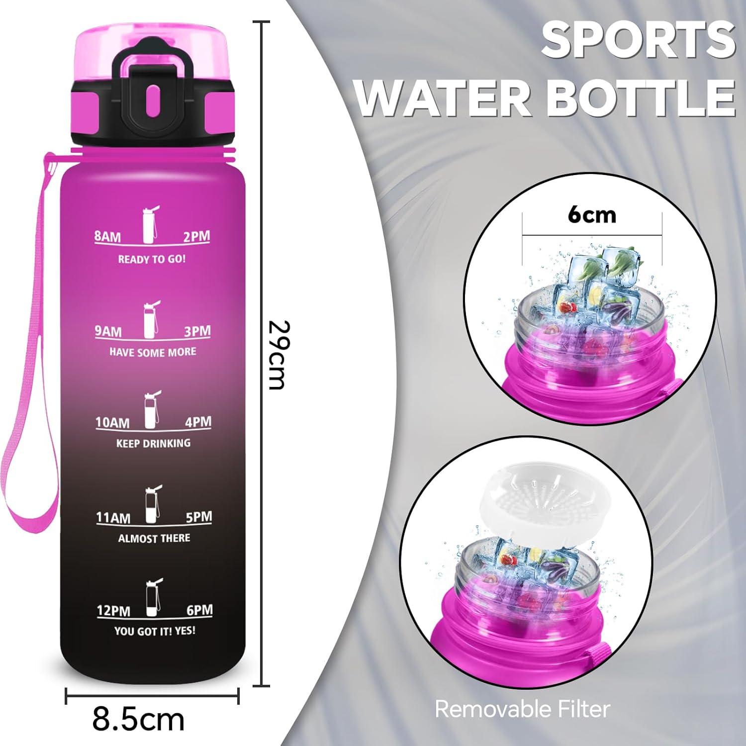 imageGourde Gourde 500ml Bouteille Filtrante AntiFuite Facile Transporter Bouteille deau pour Motivation Facile Nettoyer pour Bureau Voyage Extrieur Adulte Camping Voyage Sport RunningVioletnoir