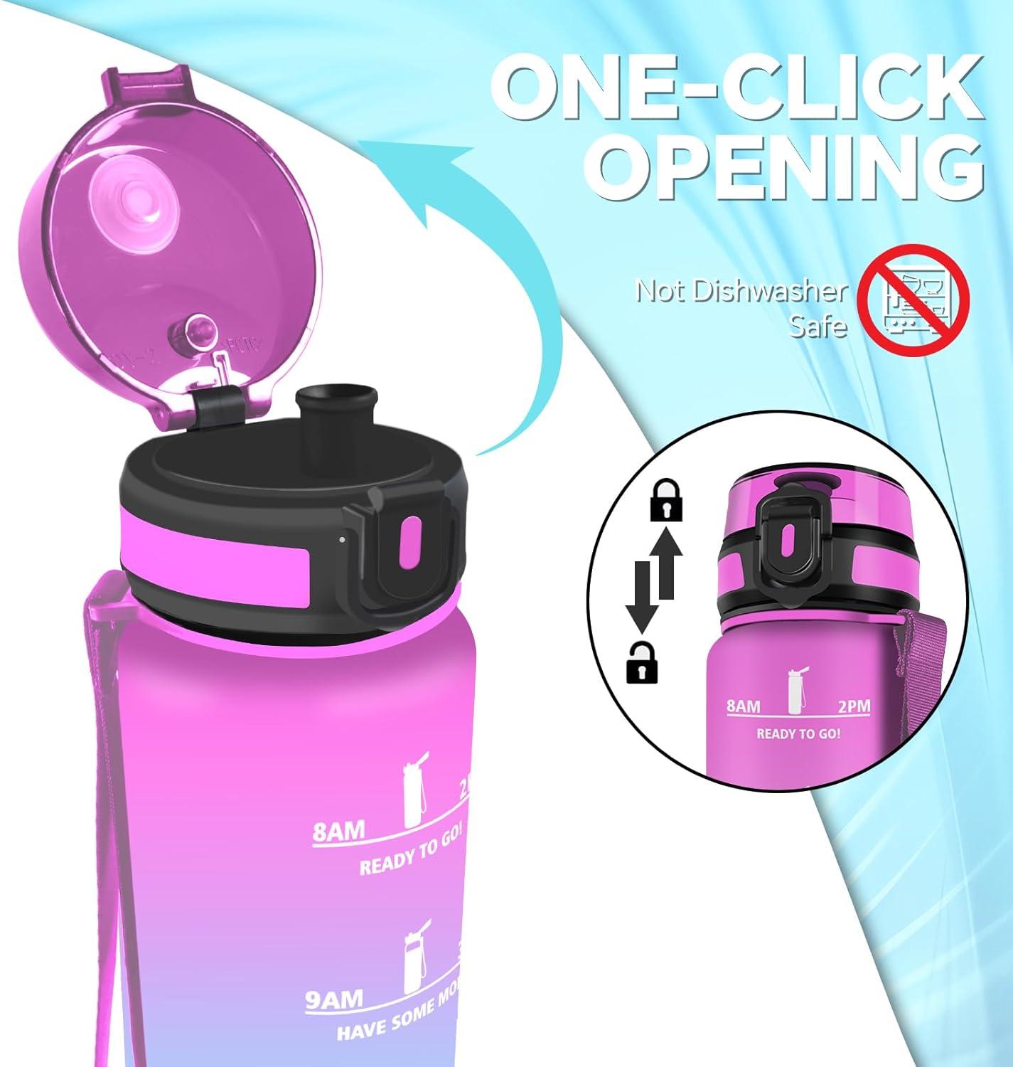 imageGourde Gourde 500ml Bouteille Filtrante AntiFuite Facile Transporter Bouteille deau pour Motivation Facile Nettoyer pour Bureau Voyage Extrieur Adulte Camping Voyage Sport RunningRosecyan