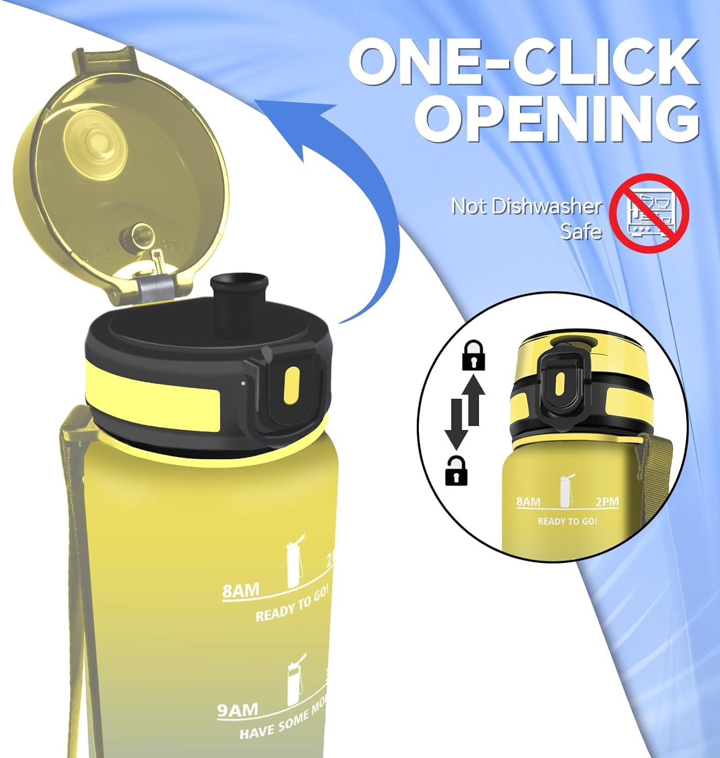 imageGourde Gourde 500ml Bouteille Filtrante AntiFuite Facile Transporter Bouteille deau pour Motivation Facile Nettoyer pour Bureau Voyage Extrieur Adulte Camping Voyage Sport RunningJaunebleu