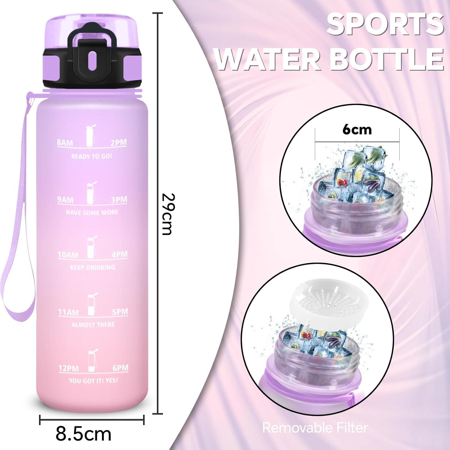 imageGourde Gourde 500ml Bouteille Filtrante AntiFuite Facile Transporter Bouteille deau pour Motivation Facile Nettoyer pour Bureau Voyage Extrieur Adulte Camping Voyage Sport RunningIrisrose