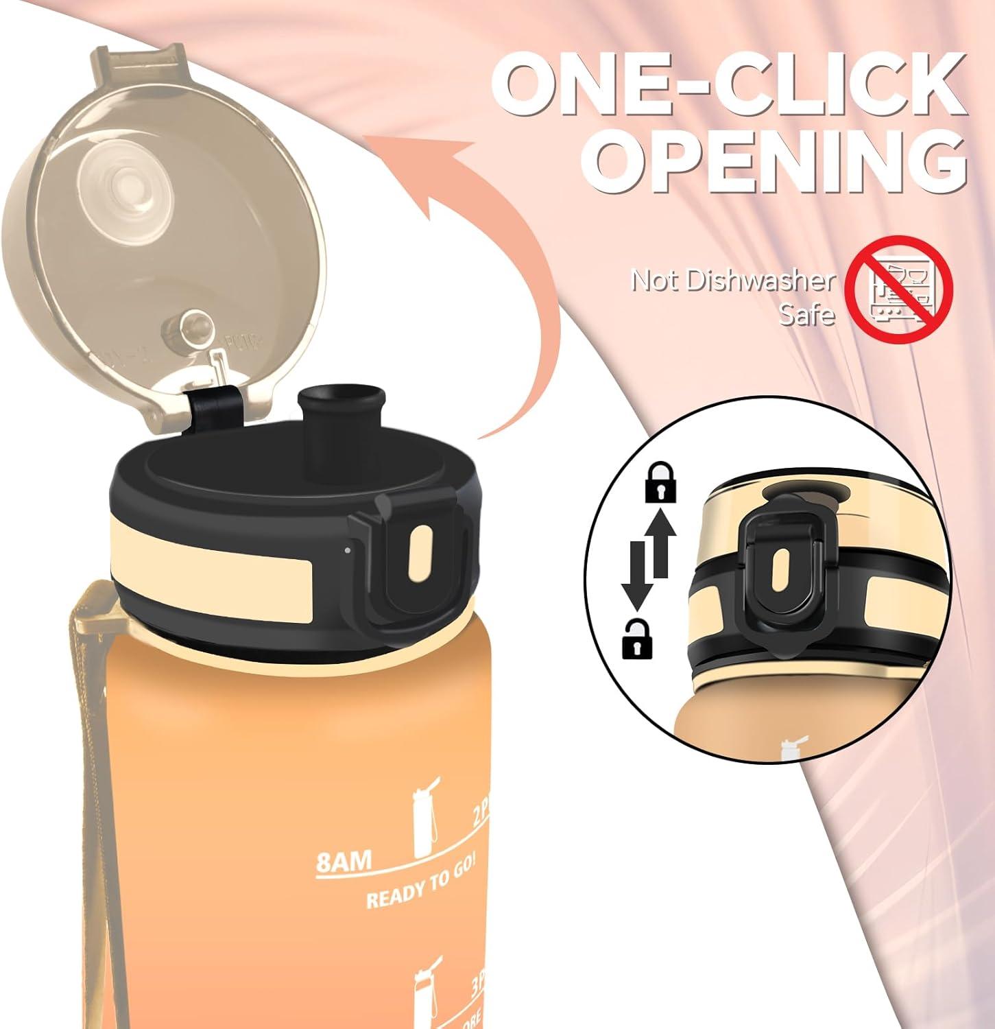 imageGourde Gourde 500ml Bouteille Filtrante AntiFuite Facile Transporter Bouteille deau pour Motivation Facile Nettoyer pour Bureau Voyage Extrieur Adulte Camping Voyage Sport RunningAmbreorange