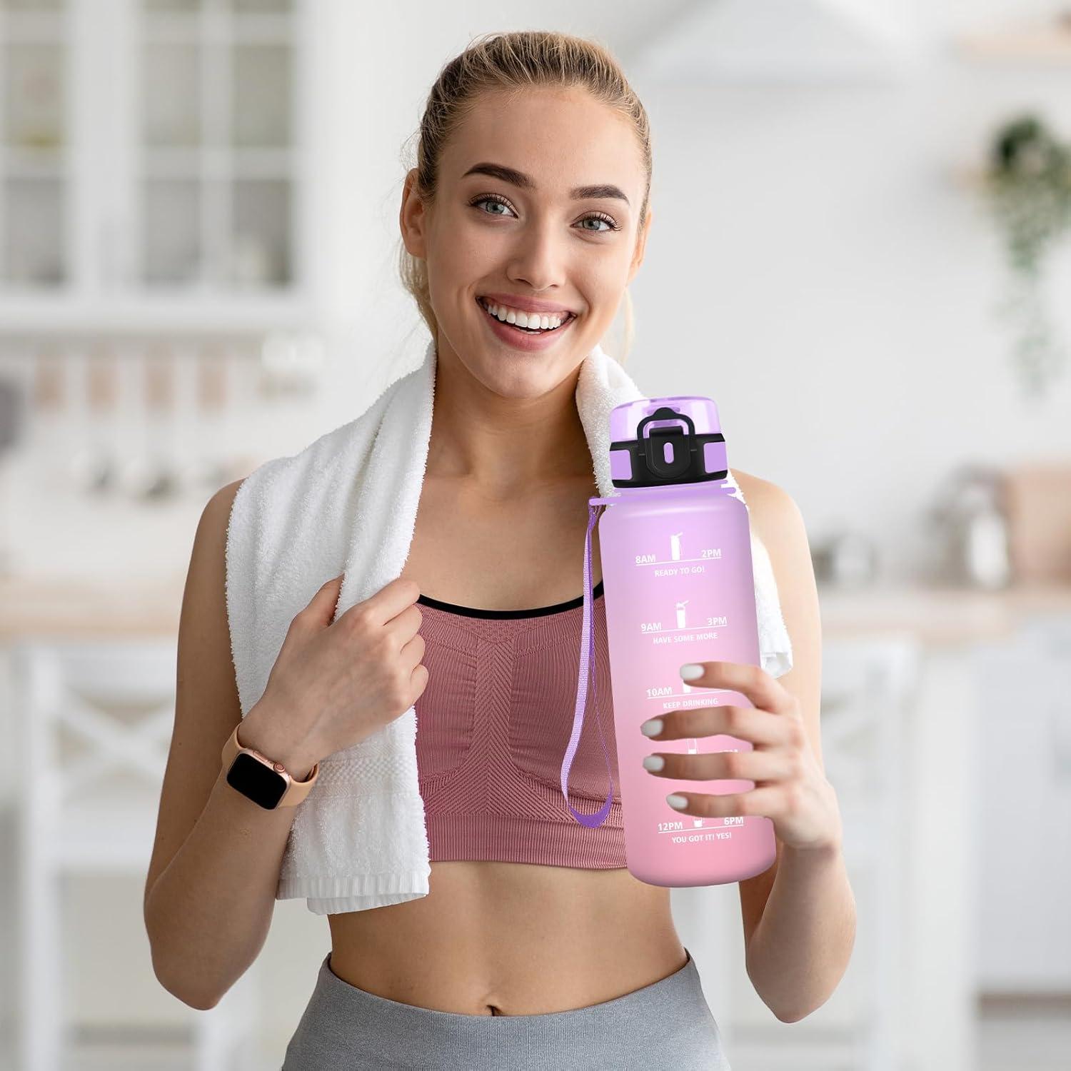 imageGourde Gourde 500ml Bouteille Filtrante AntiFuite Facile Transporter Bouteille deau pour Motivation Facile Nettoyer pour Bureau Voyage Extrieur Adulte Camping Voyage Sport RunningIrisrose