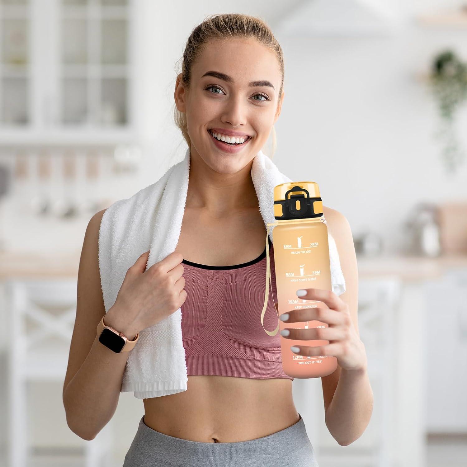 imageGourde Gourde 500ml Bouteille Filtrante AntiFuite Facile Transporter Bouteille deau pour Motivation Facile Nettoyer pour Bureau Voyage Extrieur Adulte Camping Voyage Sport RunningAmbreorange