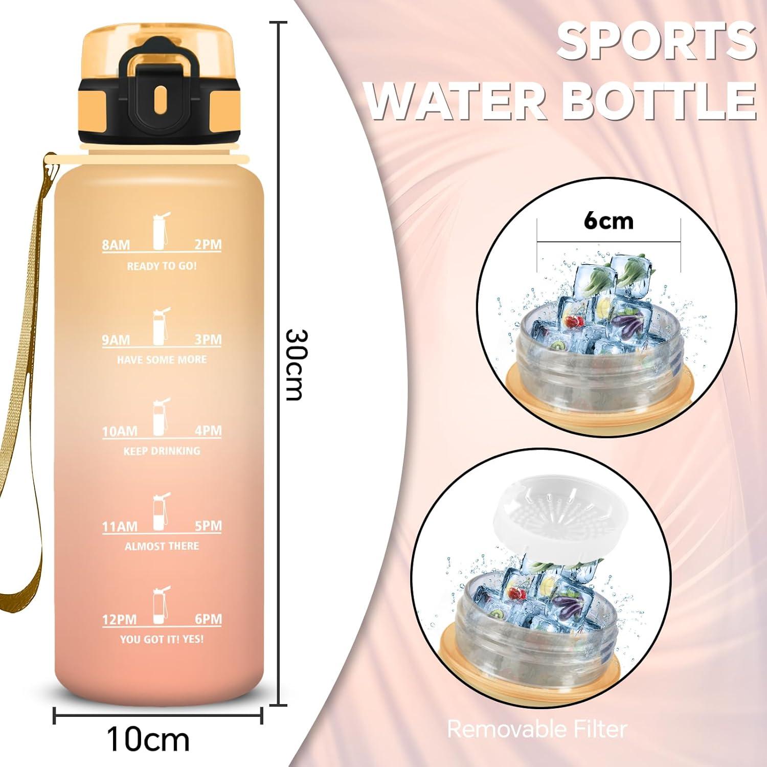 imageGourde Gourde 500ml Bouteille Filtrante AntiFuite Facile Transporter Bouteille deau pour Motivation Facile Nettoyer pour Bureau Voyage Extrieur Adulte Camping Voyage Sport RunningAmbreorange